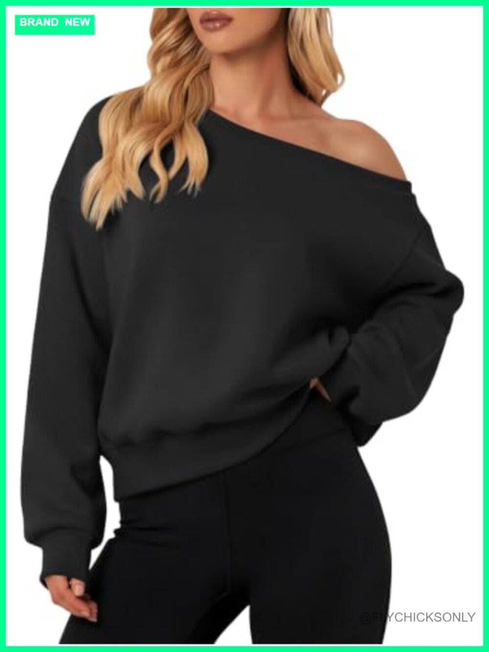 Womens Off Shoulder Fleece Sweatshirt Cropped Long Sleeve Pullover Top